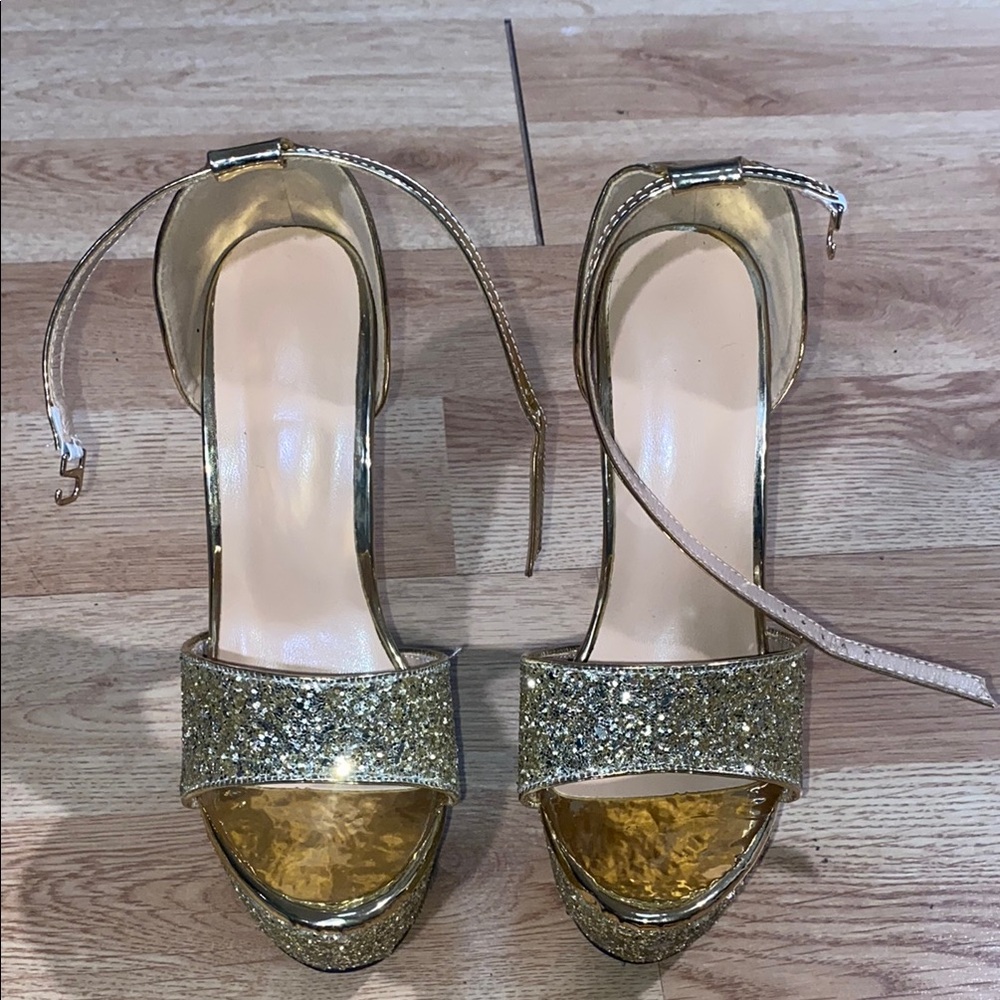 Elegant Gold Glitter Women's Heels